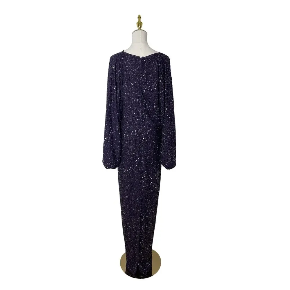 Mac Duggal 10791 Long Sleeve Sequin Column Gown Amethyst Size 14 $498 - Picture 6 of 6